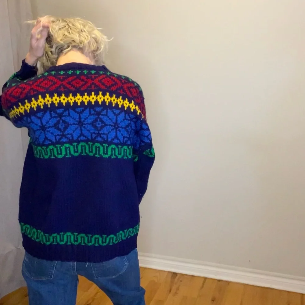 Colourful Vintage Hand Knit Sweater - Picture 10 of 14